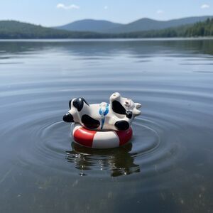 1990 Cow Sunbathing On Raft S/P Shaker Summer Fun
